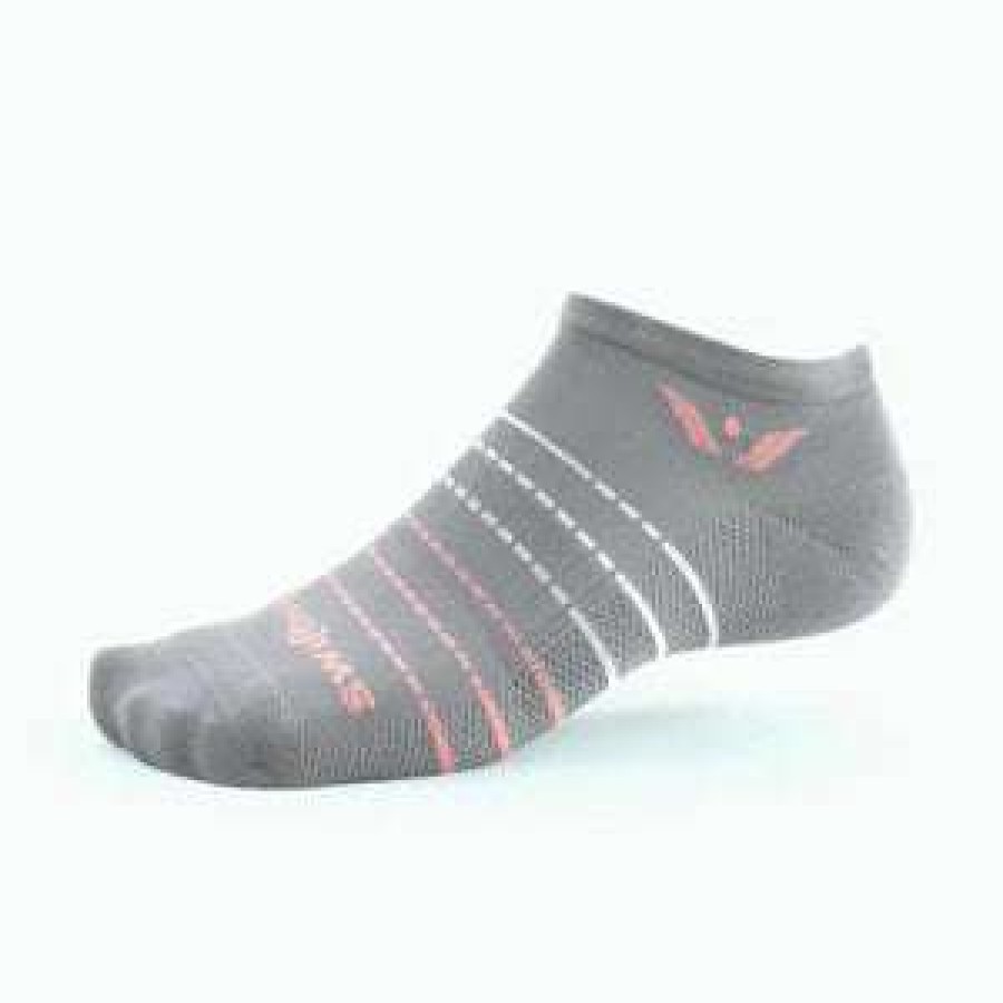 Swiftwick * | Swiftwick Aspire Zero Running Sock (Stripe Pewter Pink)