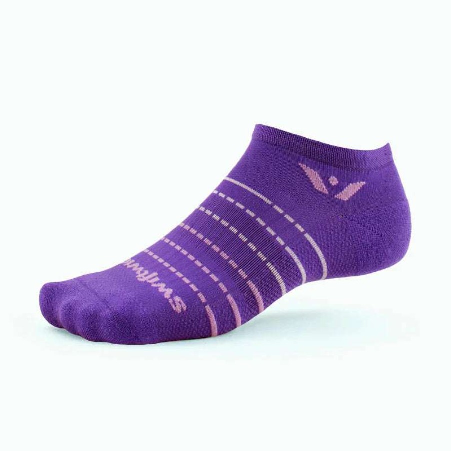 Swiftwick * | Swiftwick Aspire Zero Running Sock (Stripe Purple Pink)