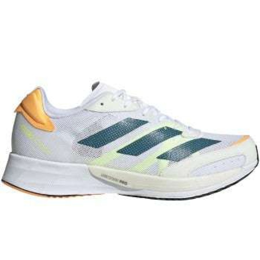 Adidas * | Adidas Men'S Adizero Adios 6 (Ftwr White/Real Teal/Flash Orange)