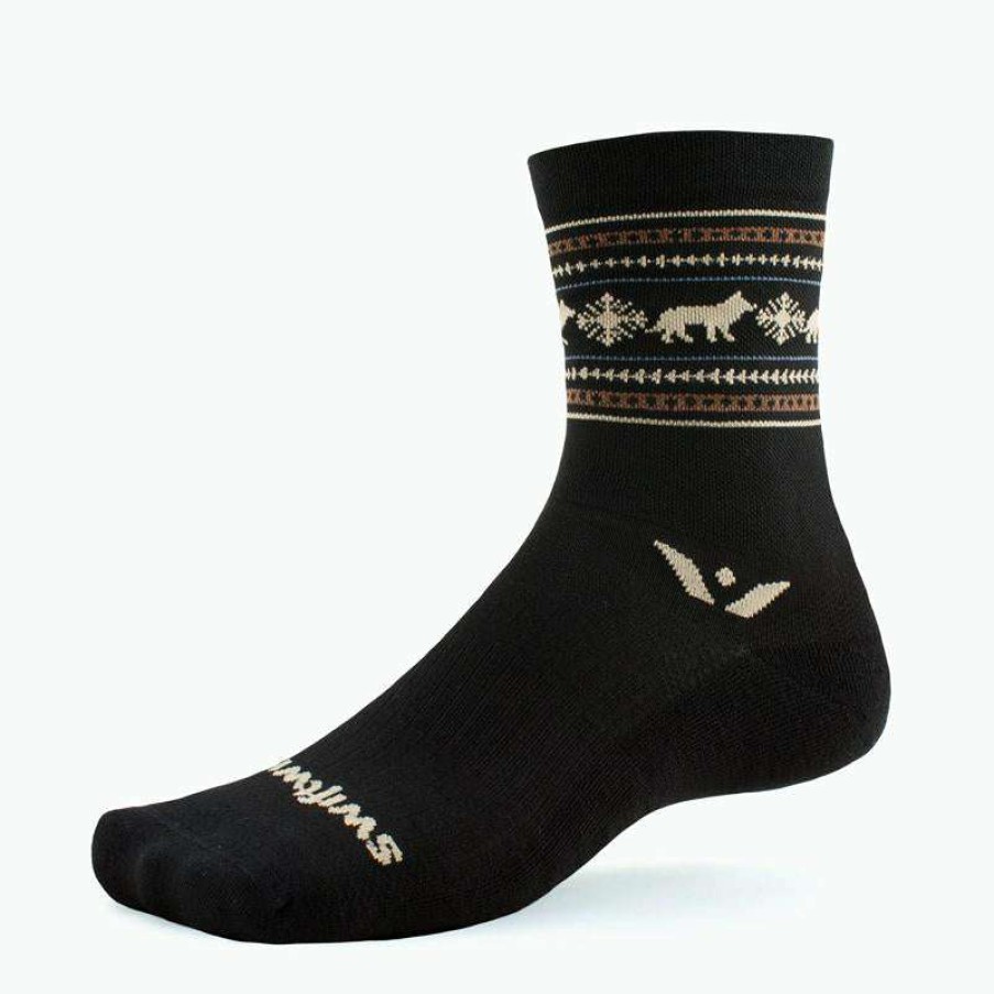 Swiftwick * | Swiftwick Vision Five Winter Crew (Black Wolves)