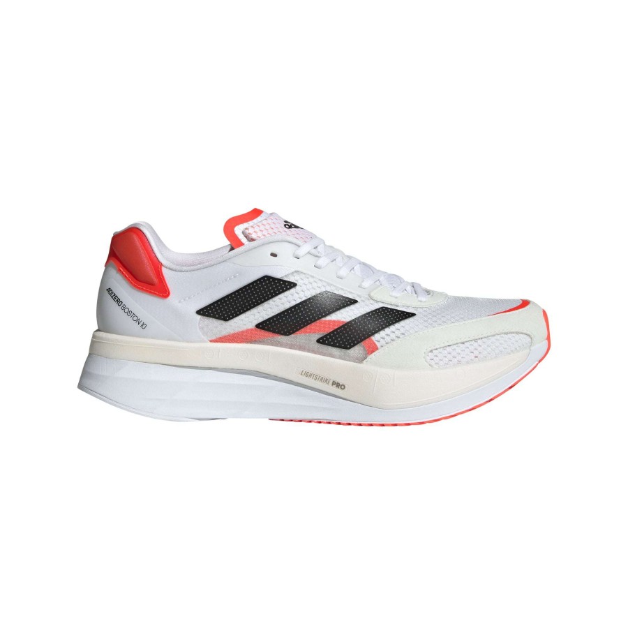 Adidas * | Adidas Men'S Adizero Boston 10 (White/Core Black/Solar Red)