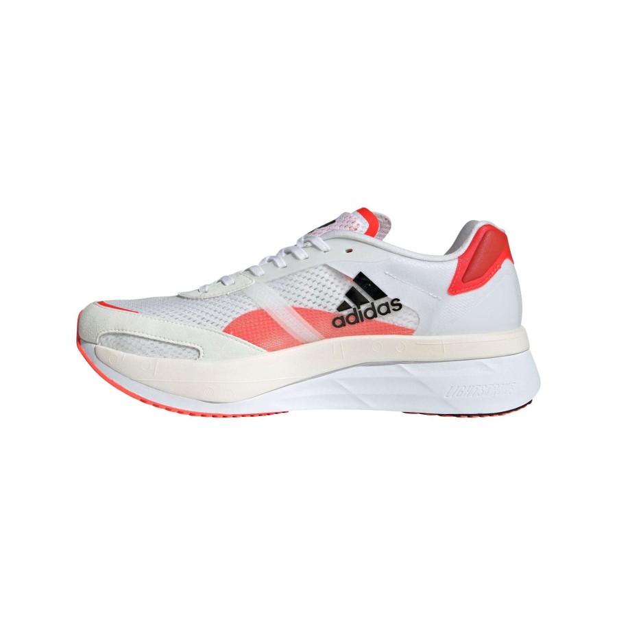 Adidas * | Adidas Men'S Adizero Boston 10 (White/Core Black/Solar Red)