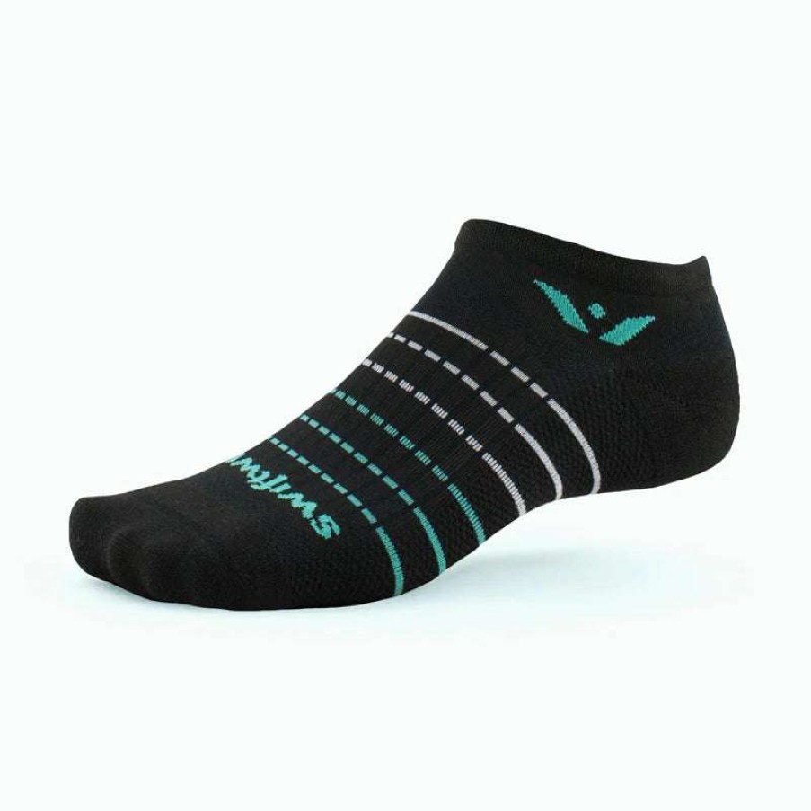 Swiftwick * | Swiftwick Aspire Zero Running Sock (Stripe Black Aqua)