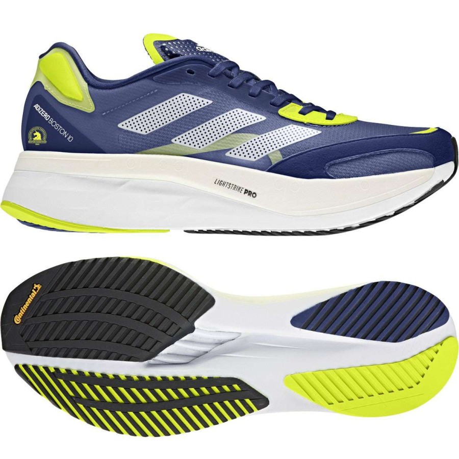 Adidas * | Adidas Men'S Adizero Boston 10 (Victory Blue/Cloud White/Solar Yellow)